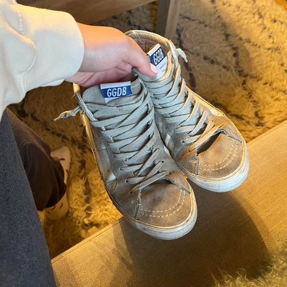 Golden Goose slide white leather and gray suede high tops 39: MAKE AN OFFER! - Picture 2 of 8